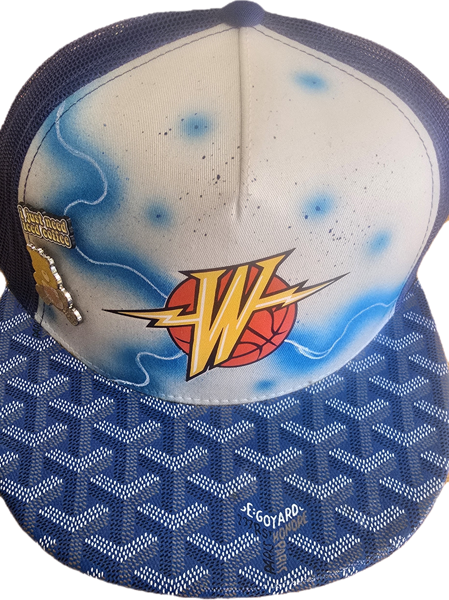 Blue Airbrushed Warriors Snapback