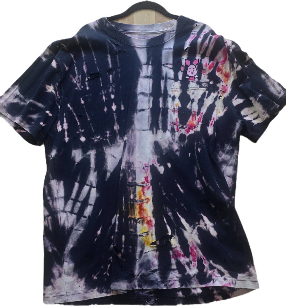 Black Distressed Piglet Patch Tee