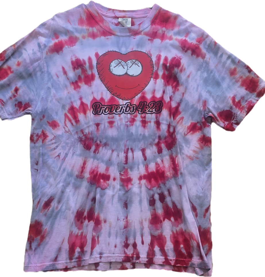 Red Heart Tye Dye Tee with Proverbs 4:23
