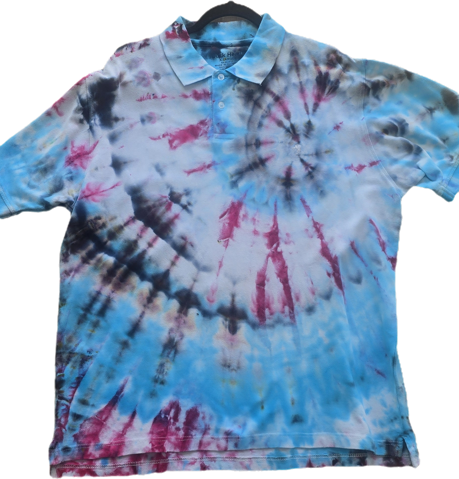 Blue/Red/Black Polo Tie-Dye