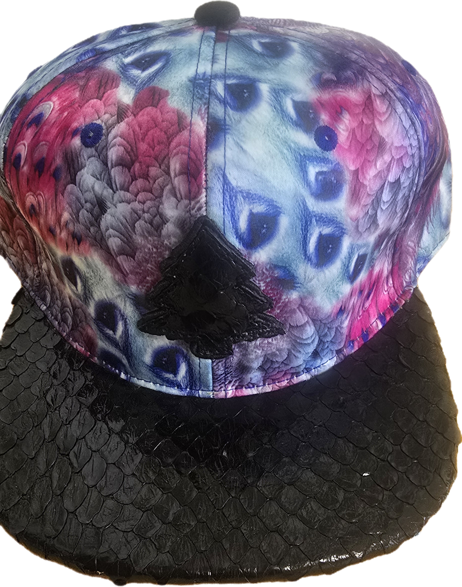Anaconda & Peacock Feather Snapback