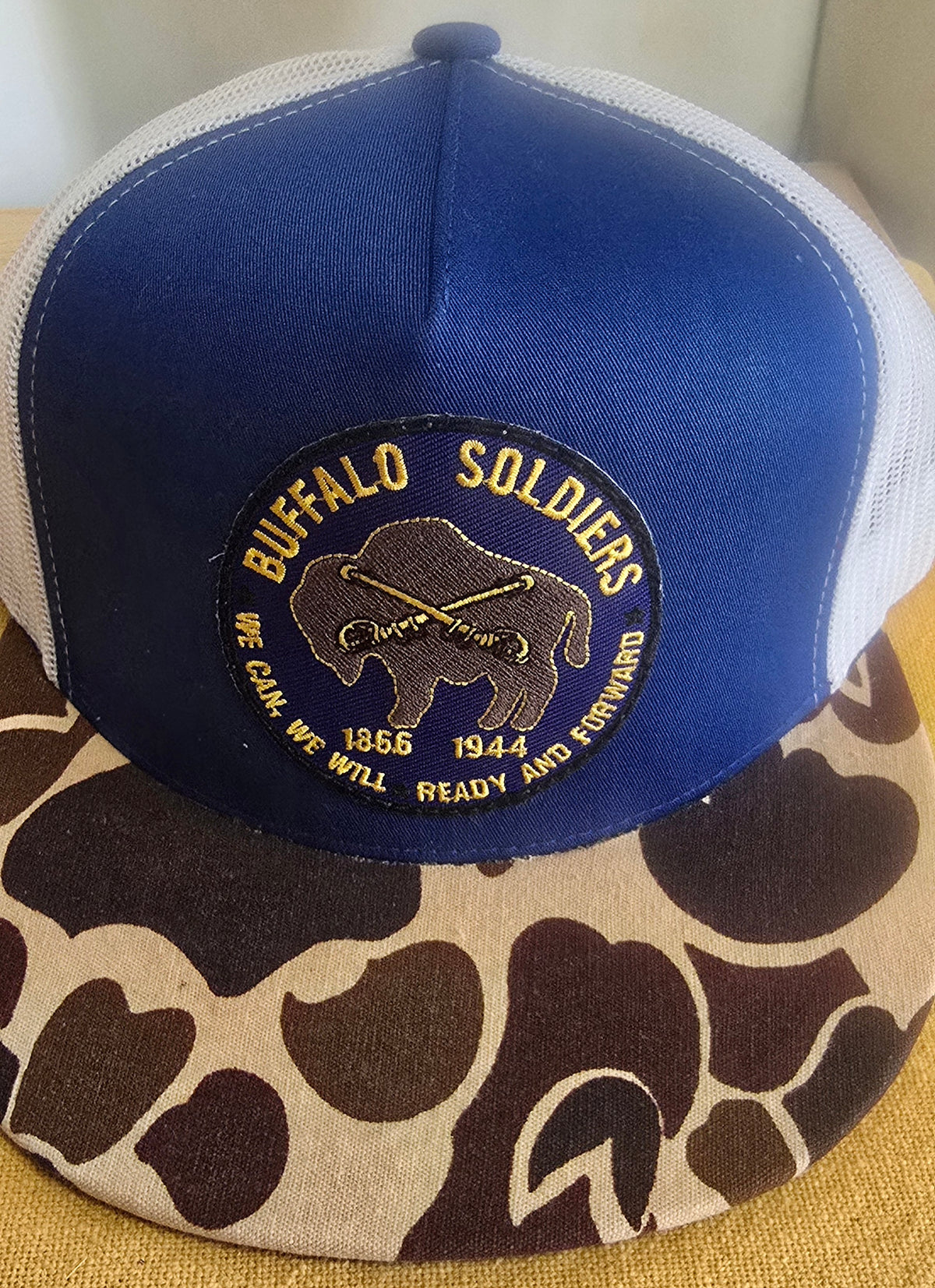 Buffalo Soldiers Brown Camo/Blue/White Snapback