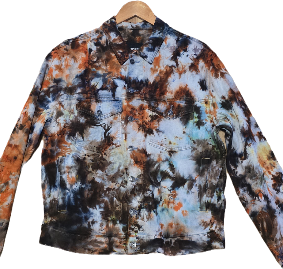 Orange, Black and Blue Tie Dye Levi's Jean Jacket
